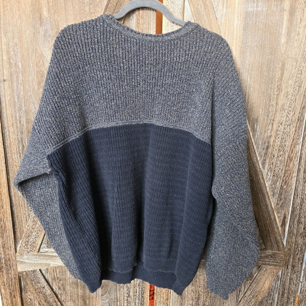 North Bay‎ Outfitters Sweater Adult Size Blue Cable Knit Pull Over Vintage